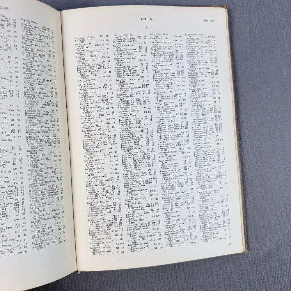Rand McNally Standard World Atlas Hardcover 1951 Vintage Maps Geography
